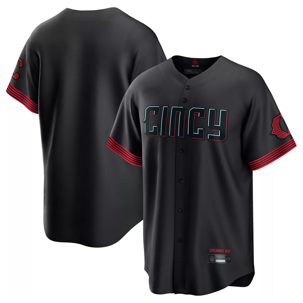 Pouc C.Reds Black City Connect Home Game Blank Player Stitched Jerseys