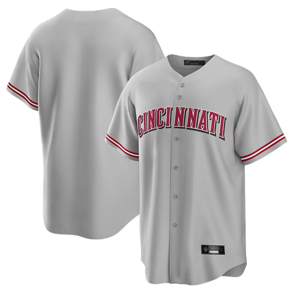 Pouc C.Reds Gray Home Game Blank Player Stitched Jerseys