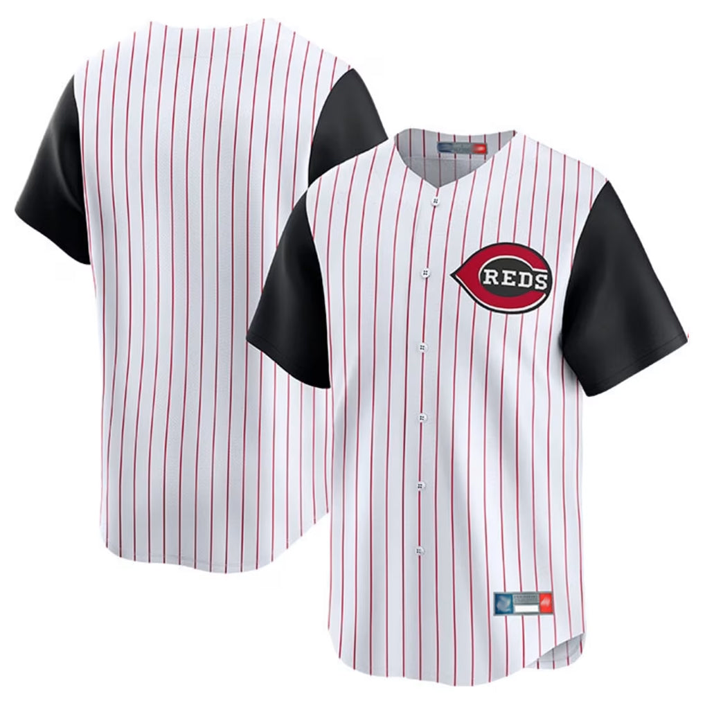 Pouc C.Reds White Black Stripe Field of Dreams Game Home Blank Player Stitched Jerseys