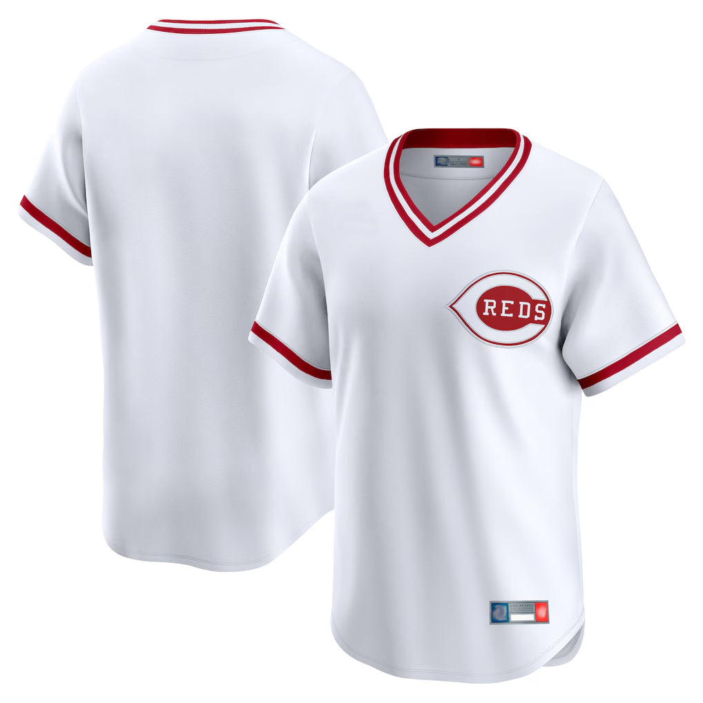 Pouc C.Reds White Cooperstown Collection Limited T-shirt Home Blank Player Stitched Jerseys