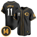 Pouc C.Reds #11 Barry Larkin Player Black-Gold Vapor Premier Limited Home Stitched Jerseys