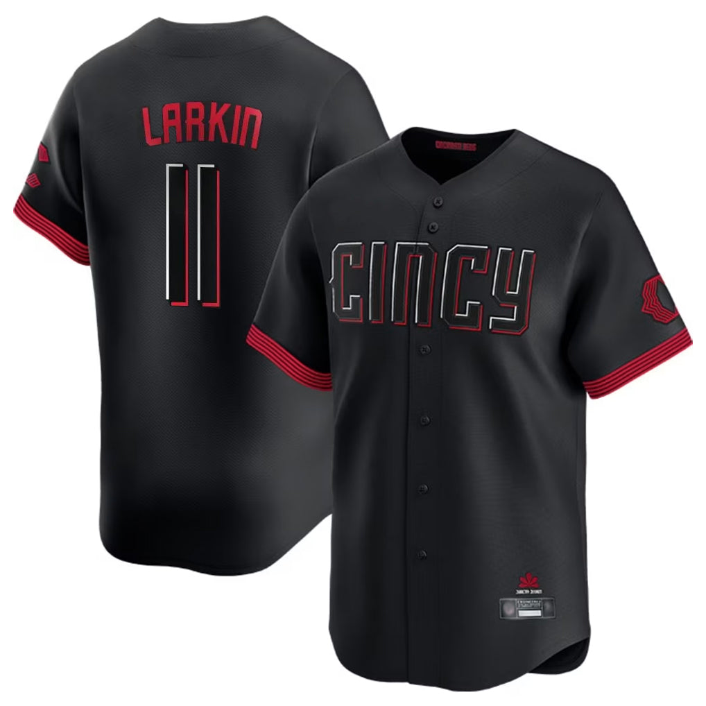 Pouc C.Reds #11 Barry Larkin Player Black City Connect Home Limited Stitched Jerseys
