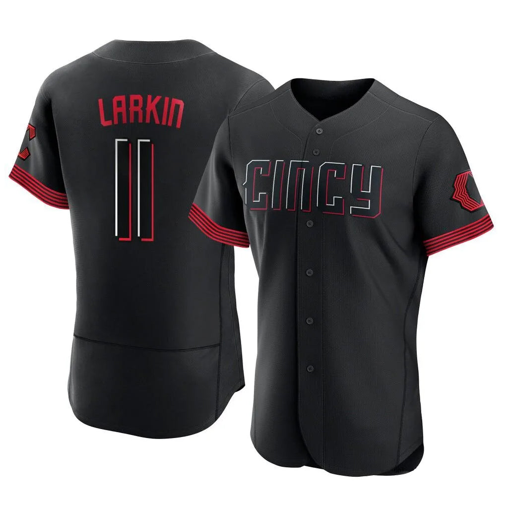 Pouc C.Reds #11 Barry Larkin Player Black City Connect Limited Elite Home Stitched Jerseys