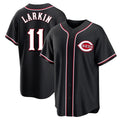 Pouc C.Reds #11 Barry Larkin Player Black Fashion Out Home Game Stitched Jerseys