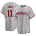 Pouc C.Reds #11 Barry Larkin Player Gray Home Game Stitched Jerseys