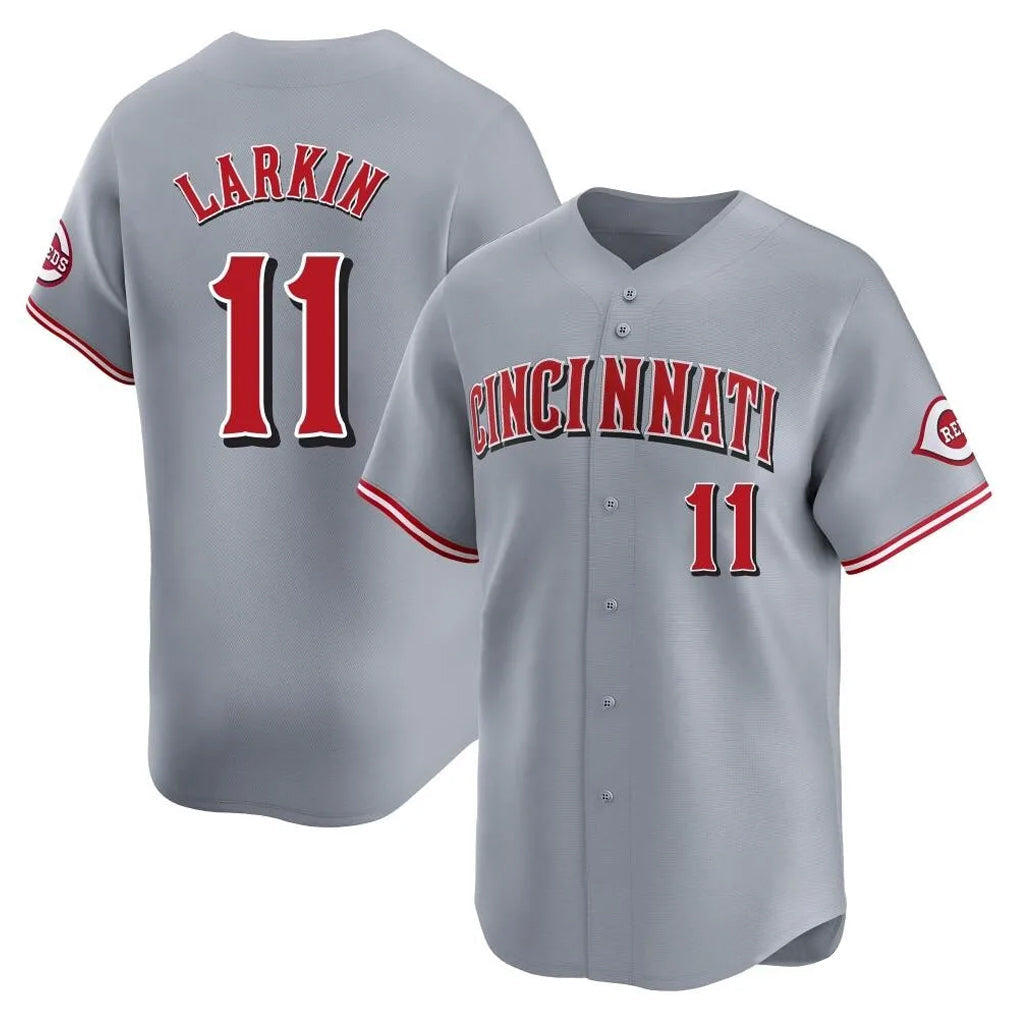 Pouc C.Reds #11 Barry Larkin Player Gray Home Limited Stitched Jerseys