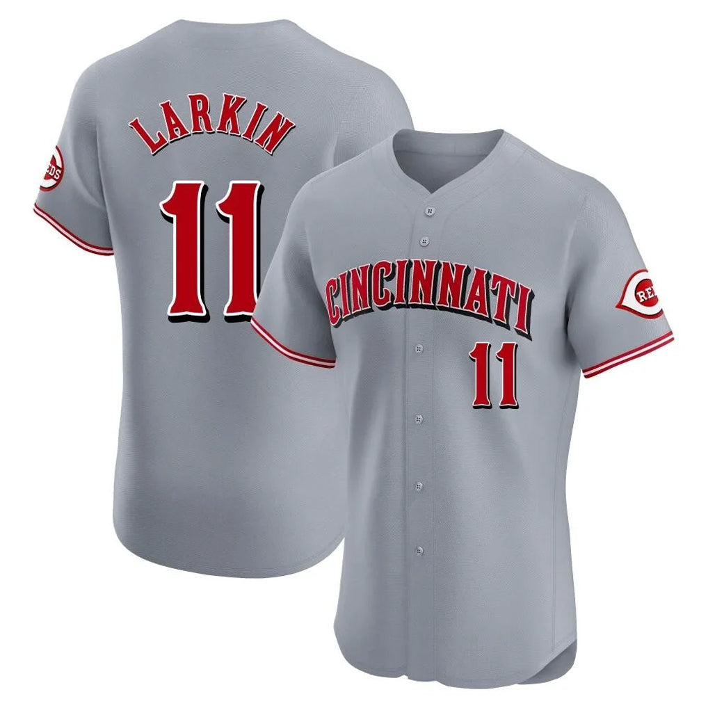 Pouc C.Reds #11 Barry Larkin Player Gray Limited Elite Home Stitched Jerseys