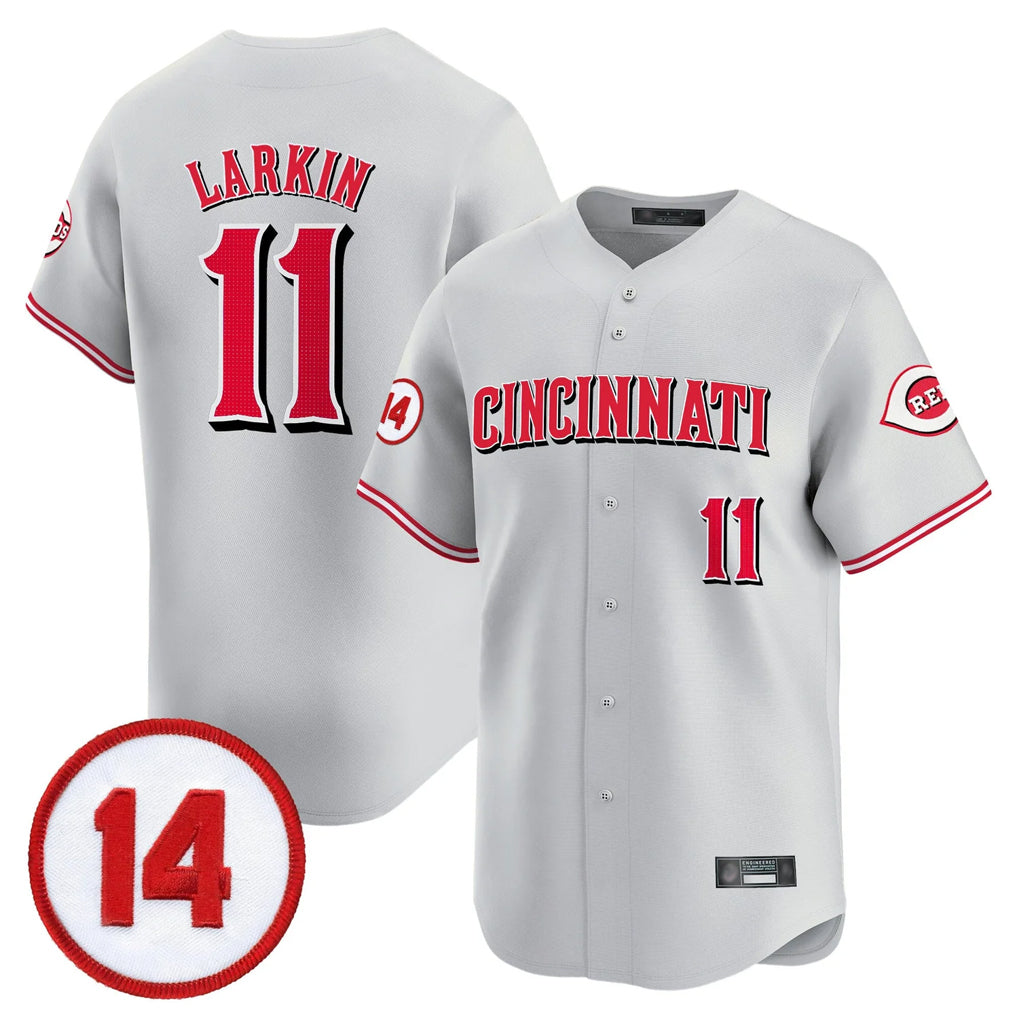 Pouc C.Reds #11 Barry Larkin Player Gray Vapor Premier Limited Home Stitched Jerseys