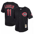 Pouc C.Reds #11 Barry Larkin Player Mitchell & Ness Black Throwback Cooperstown Mesh Game Stitched Jerseys