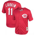Pouc C.Reds #11 Barry Larkin Player Mitchell & Ness Red Throwback Cooperstown Mesh Game Stitched Jerseys