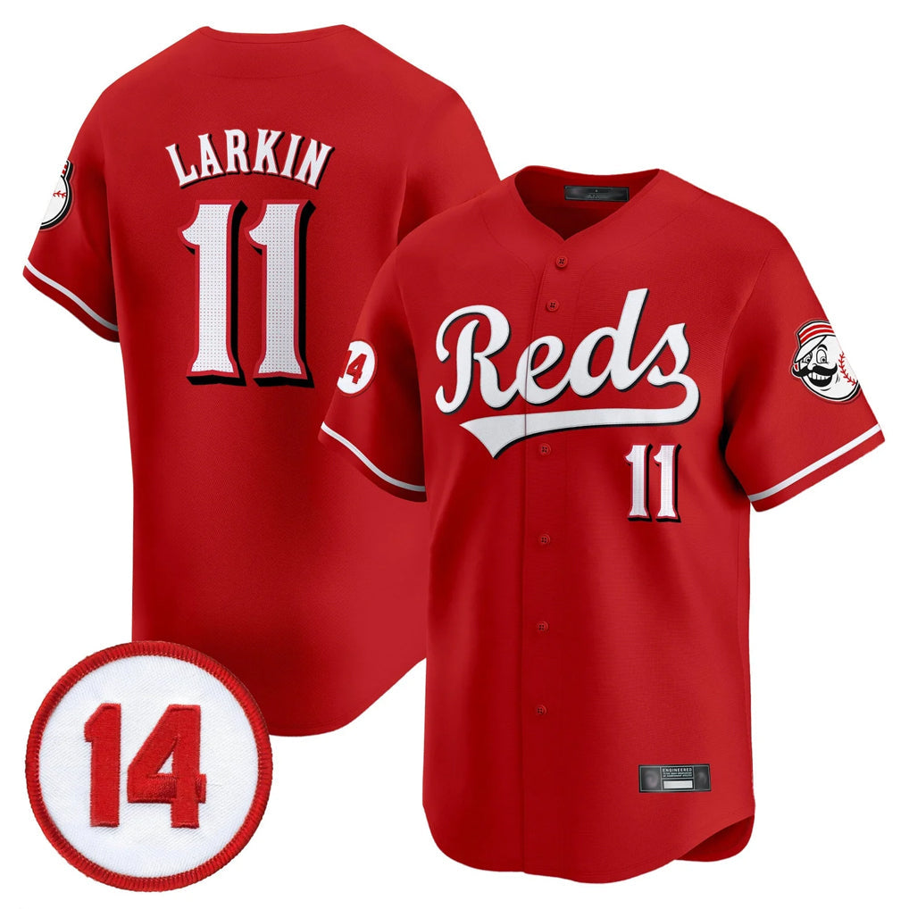 Pouc C.Reds #11 Barry Larkin Player Red Vapor Premier Limited Home Stitched Jerseys