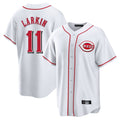 Pouc C.Reds #11 Barry Larkin Player White Game Home Stitched Jerseys