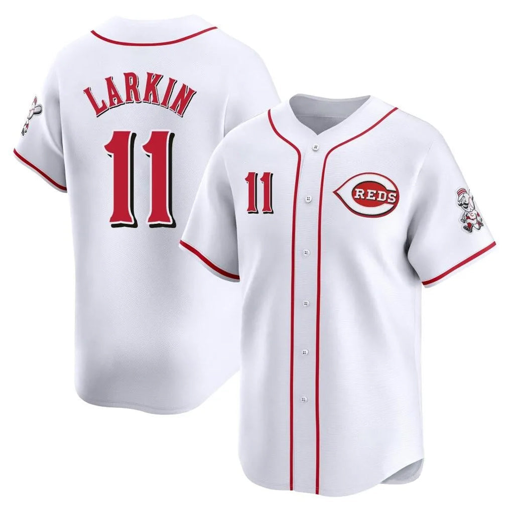 Pouc C.Reds #11 Barry Larkin Player White Home Limited Stitched Jerseys
