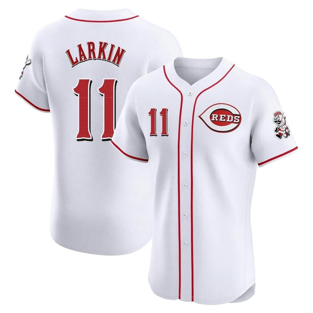 Pouc C.Reds #11 Barry Larkin Player White Limited Elite Home Stitched Jerseys