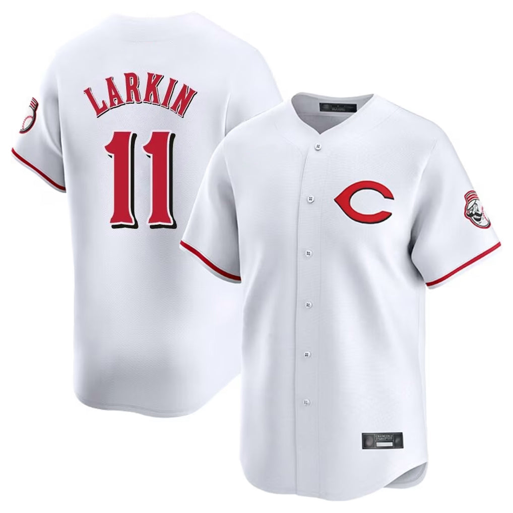 Pouc C.Reds #11 Barry Larkin Player White Limited Home Stitched Jerseys