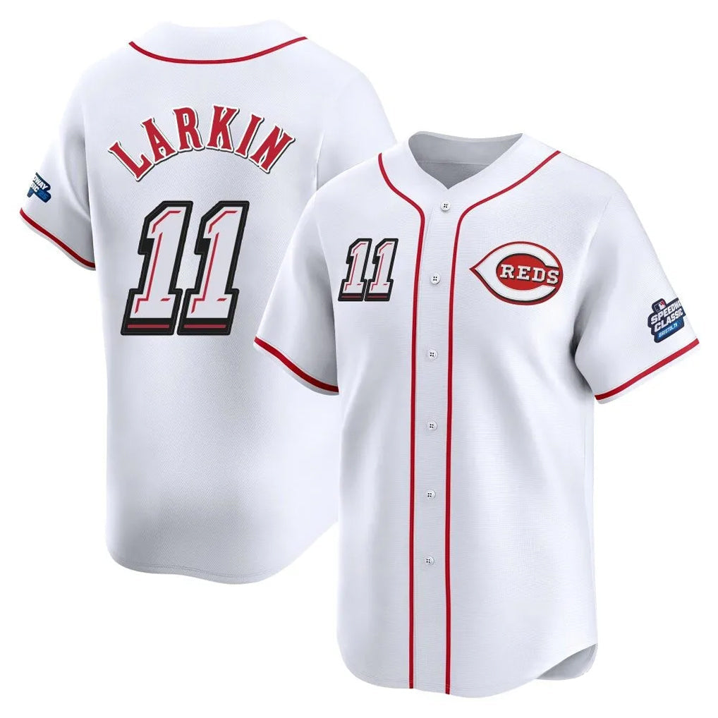 Pouc C.Reds #11 Barry Larkin Player White Speedway Classic Home Limited Stitched Jerseys