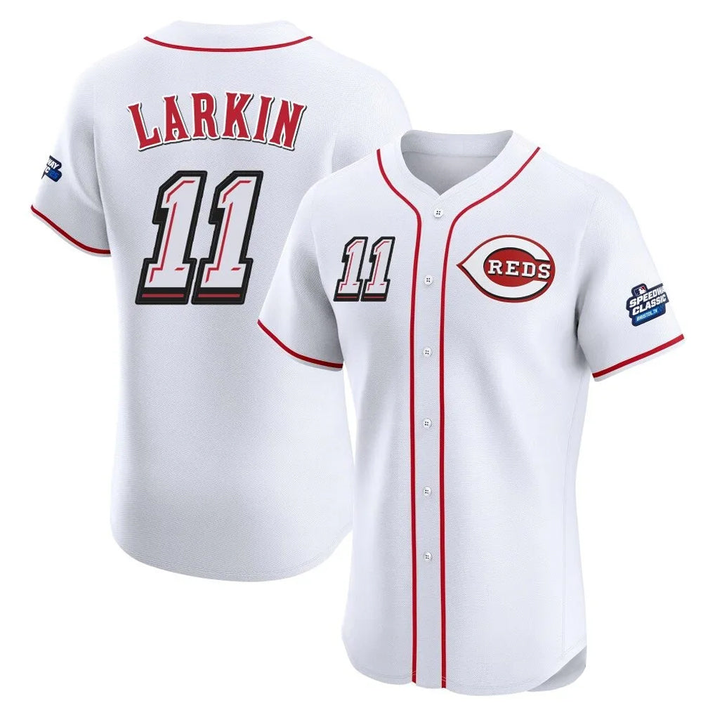 Pouc C.Reds #11 Barry Larkin Player White Speedway Classic Limited Elite Home Stitched Jerseys