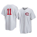 Pouc C.Reds #11 Barry Larkin Player White Stripe Field of Dreams Game Home Stitched Jerseys