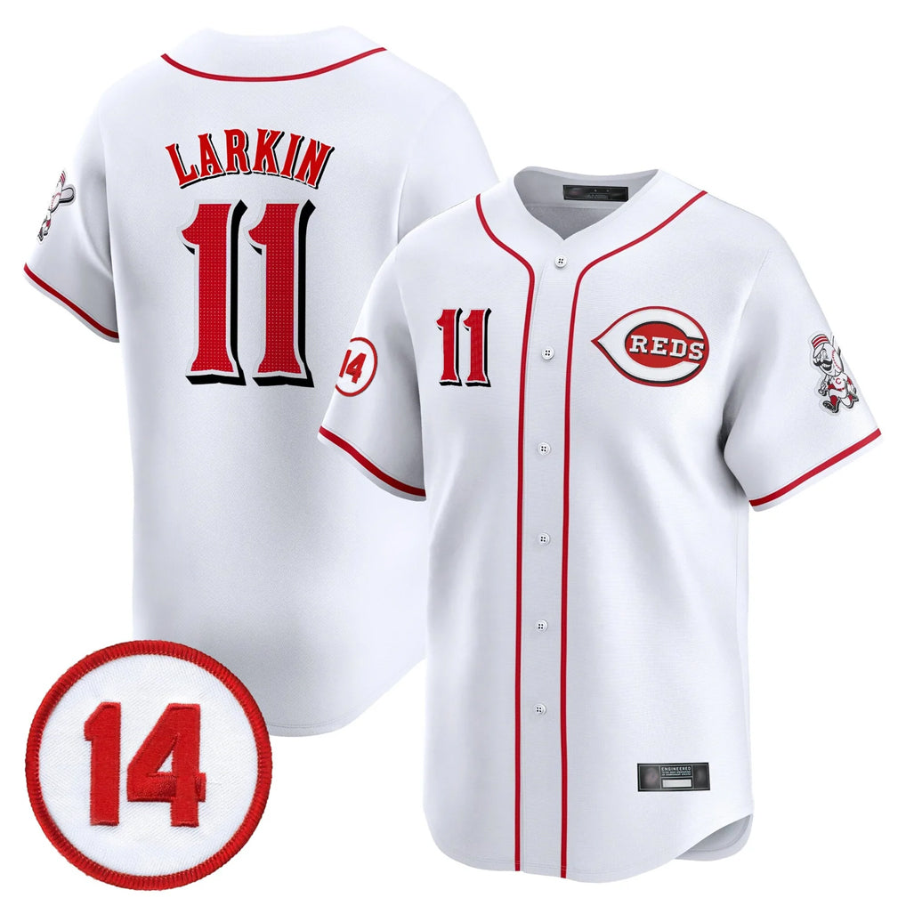 Pouc C.Reds #11 Barry Larkin Player White Vapor Premier Limited Home Stitched Jerseys