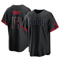 Pouc C.Reds #14 Pete Rose Player Black City Connect Home Game Stitched Jerseys