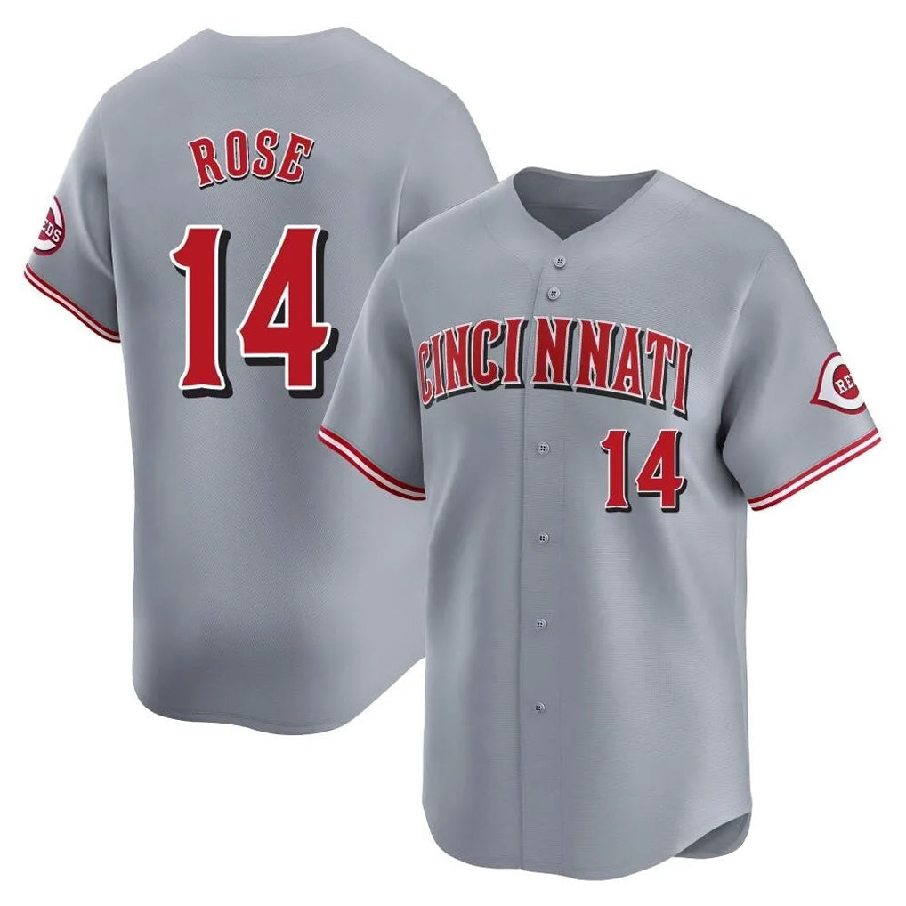 Pouc C.Reds #14 Pete Rose Player Gray Home Limited Stitched Jerseys