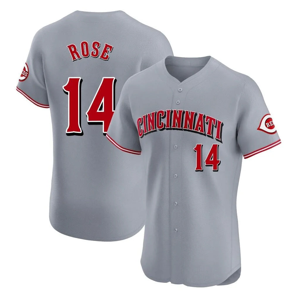 Pouc C.Reds #14 Pete Rose Player Gray Limited Elite Home Stitched Jerseys