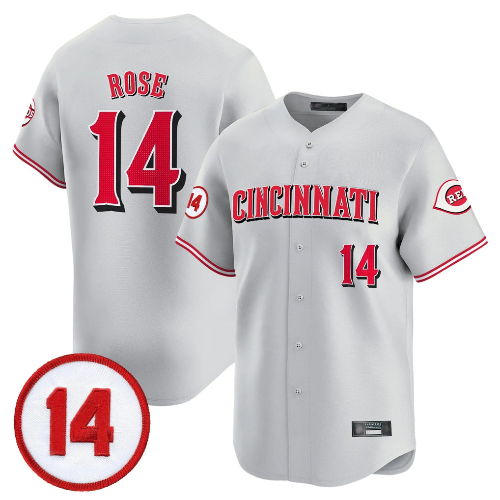 Pouc C.Reds #14 Pete Rose Player Gray Vapor Premier Limited Home Stitched Jerseys