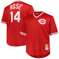 Pouc C.Reds #14 Pete Rose Player Mitchell & Ness Red Throwback Cooperstown Mesh T-shirt Game Stitched Jerseys