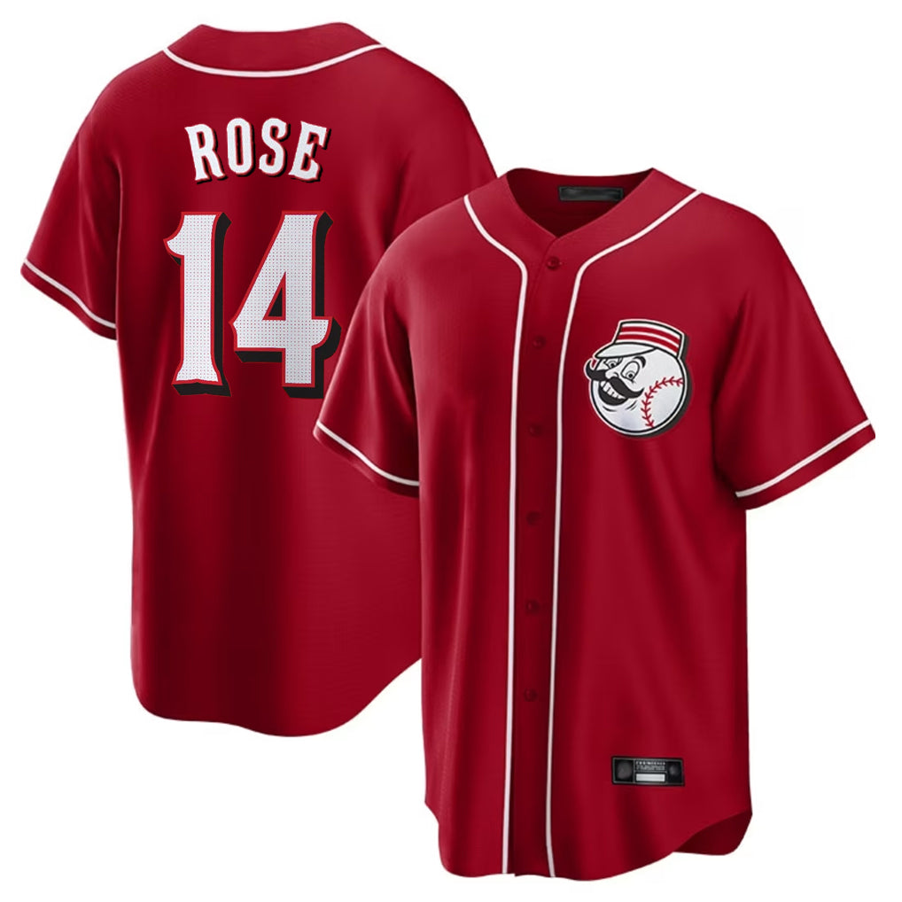 Pouc C.Reds #14 Pete Rose Player Red Home Game Stitched Jerseys