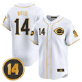 Pouc C.Reds #14 Pete Rose Player White-Gold Vapor Premier Limited Home Stitched Jerseys