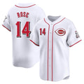 Pouc C.Reds #14 Pete Rose Player White Home Limited Stitched Jerseys