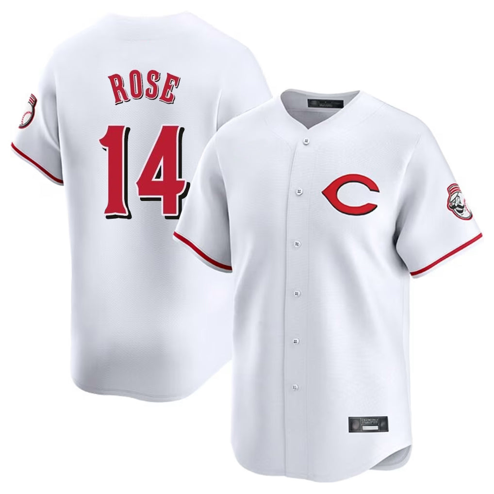 Pouc C.Reds #14 Pete Rose Player White Limited Home Stitched Jerseys