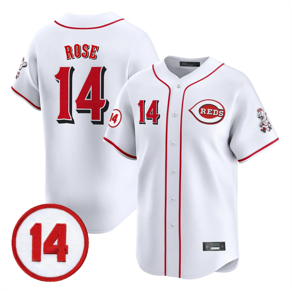 Pouc C.Reds #14 Pete Rose Player White Vapor Premier Limited Home Stitched Jerseys