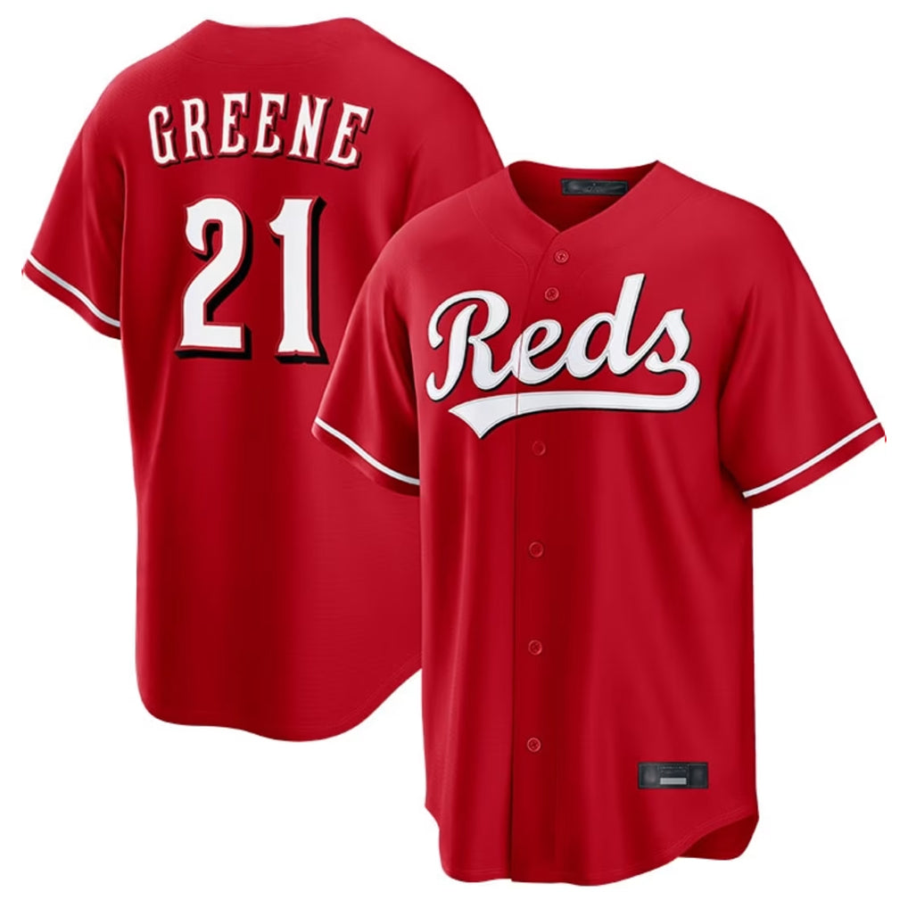 Pouc C.Reds #21 Hunter Greene Player Red Home Game Stitched Jerseys
