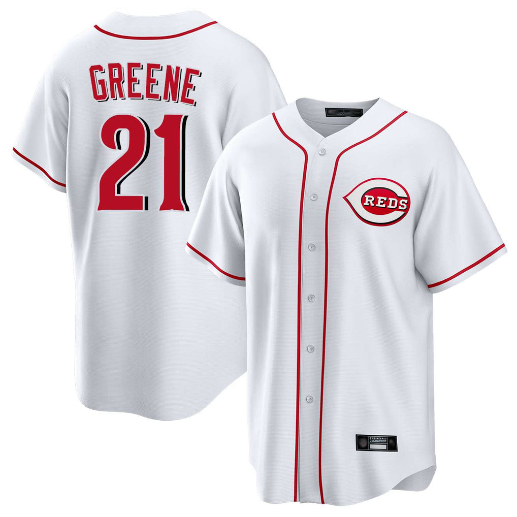 Pouc C.Reds #21 Hunter Greene Player White Game Home Stitched Jerseys