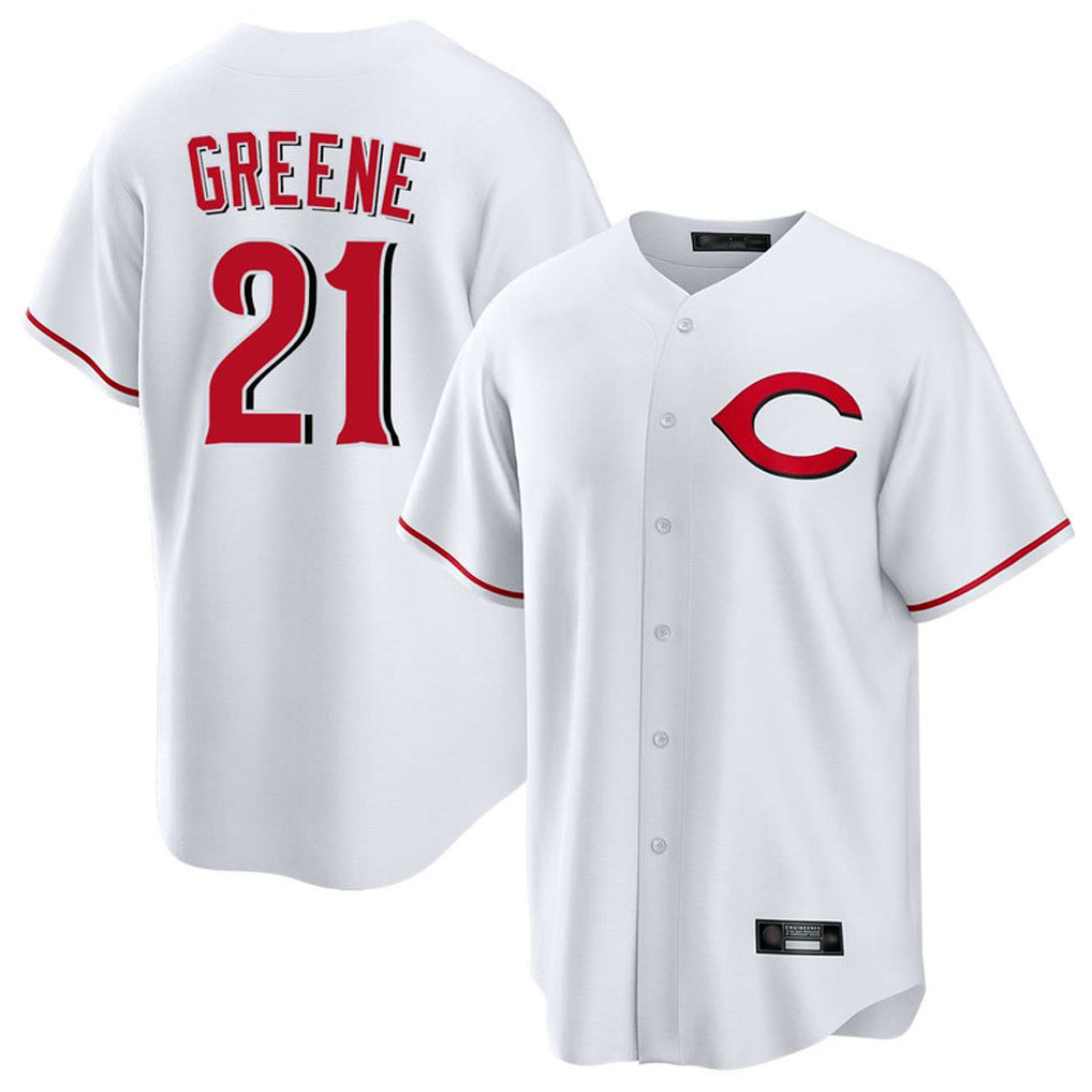 Pouc C.Reds #21 Hunter Greene Player White Home Game Stitched Jerseys
