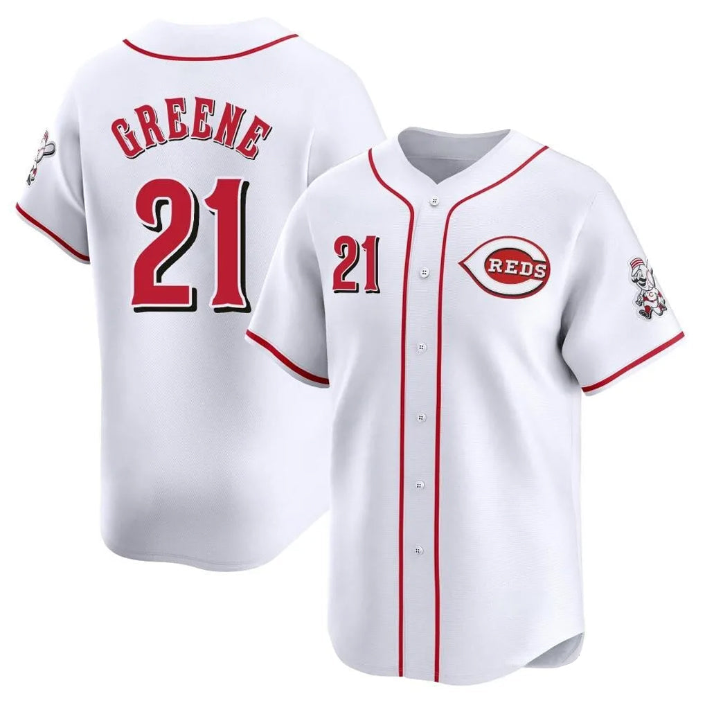 Pouc C.Reds #21 Hunter Greene Player White Home Limited Stitched Jerseys