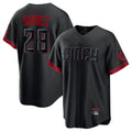 Pouc C.Reds #28 Eugenio Su¡§¡érez Player Black City Connect Home Game Stitched Jerseys