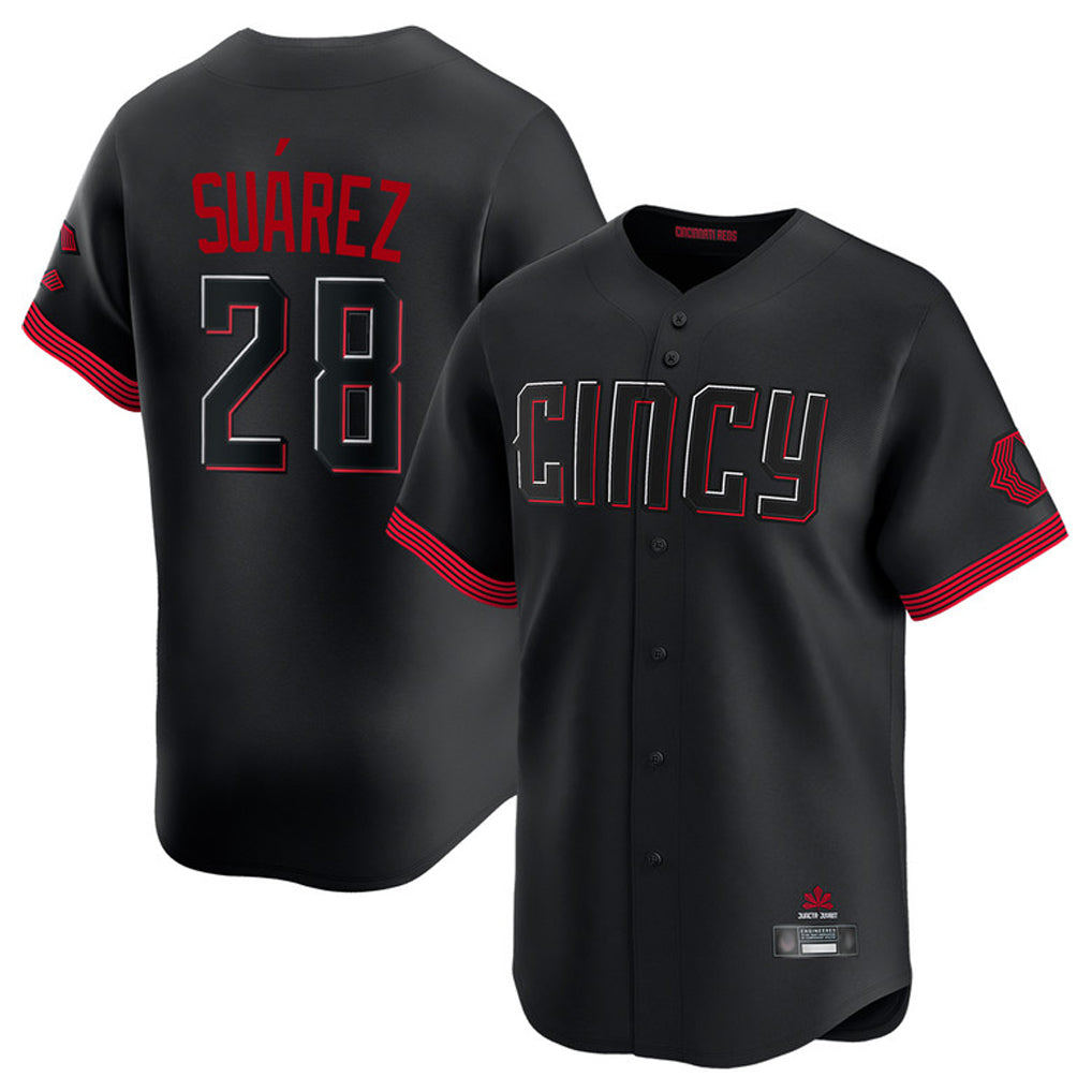 Pouc C.Reds #28 Eugenio Su¡§¡érez Player Black City Connect Home Limited Stitched Jerseys