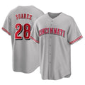 Pouc C.Reds #28 Eugenio Su¡§¡érez Player Gray Home Game Stitched Jerseys