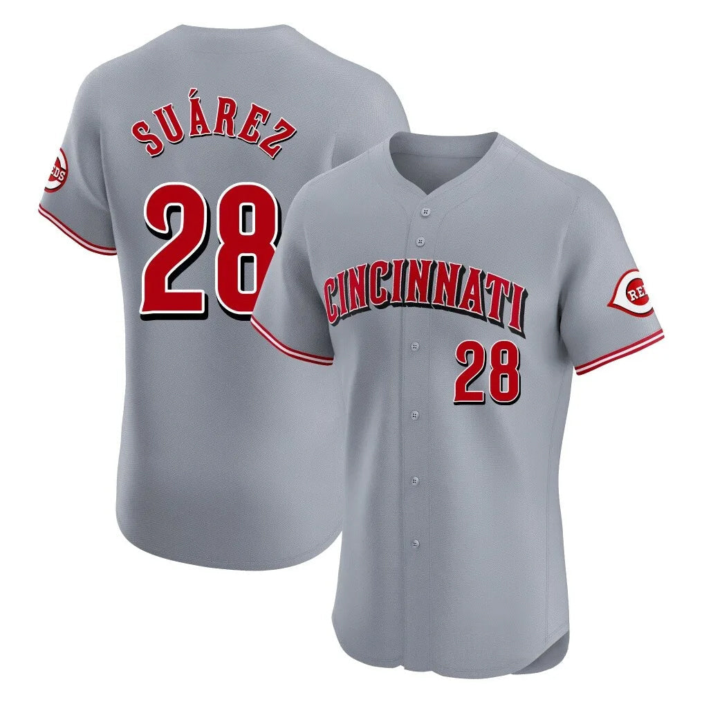 Pouc C.Reds #28 Eugenio Su¡§¡érez Player Gray Limited Elite Home Stitched Jerseys