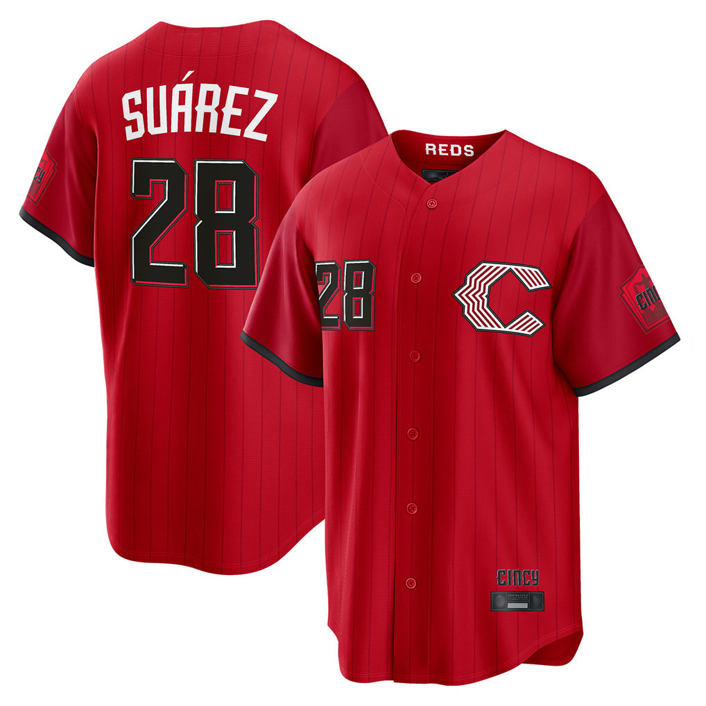 Pouc C.Reds #28 Eugenio Su¡§¡érez Player Red 2026 City Connect Home Game Stitched Jerseys