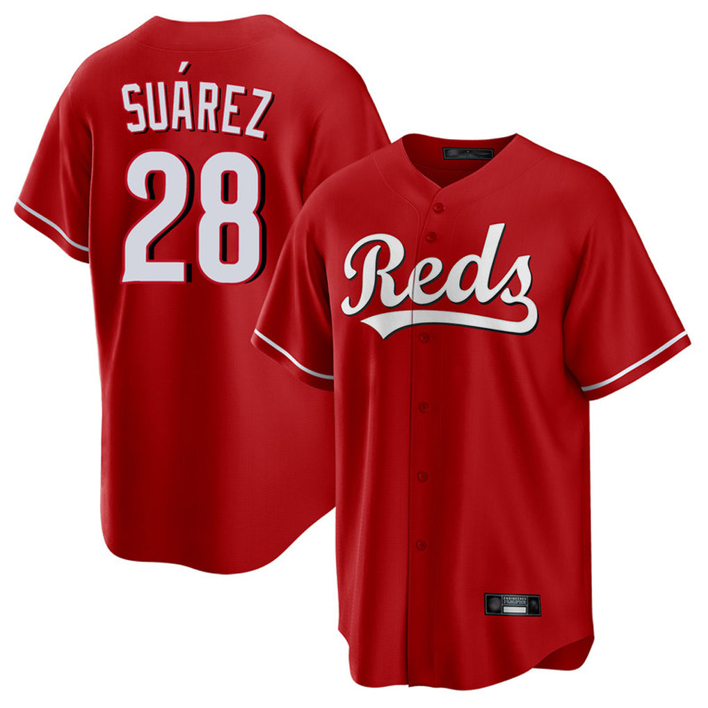 Pouc C.Reds #28 Eugenio Su¡§¡érez Player Red Home Game Stitched Jerseys
