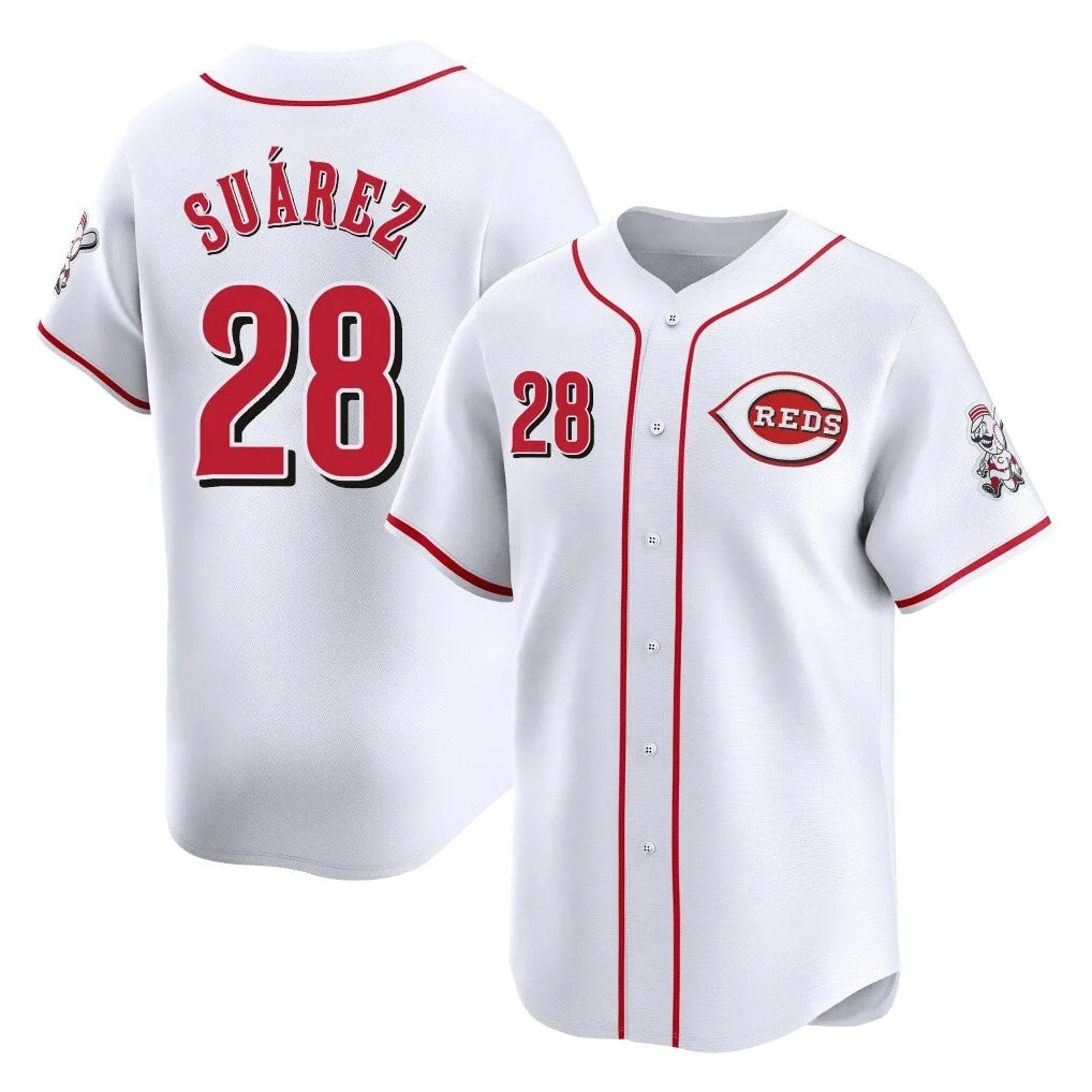 Pouc C.Reds #28 Eugenio Su¡§¡érez Player White Home Limited Stitched Jerseys