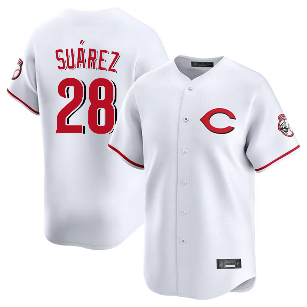 Pouc C.Reds #28 Eugenio Su¡§¡érez Player White Limited Home Stitched Jerseys