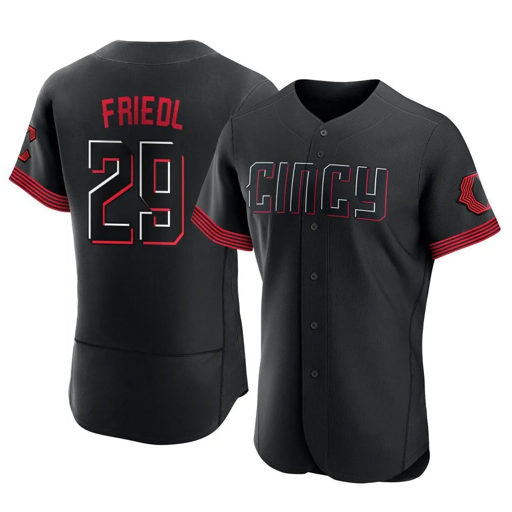 Pouc C.Reds #29 TJ Friedl Player Black City Connect Limited Elite Home Stitched Jerseys