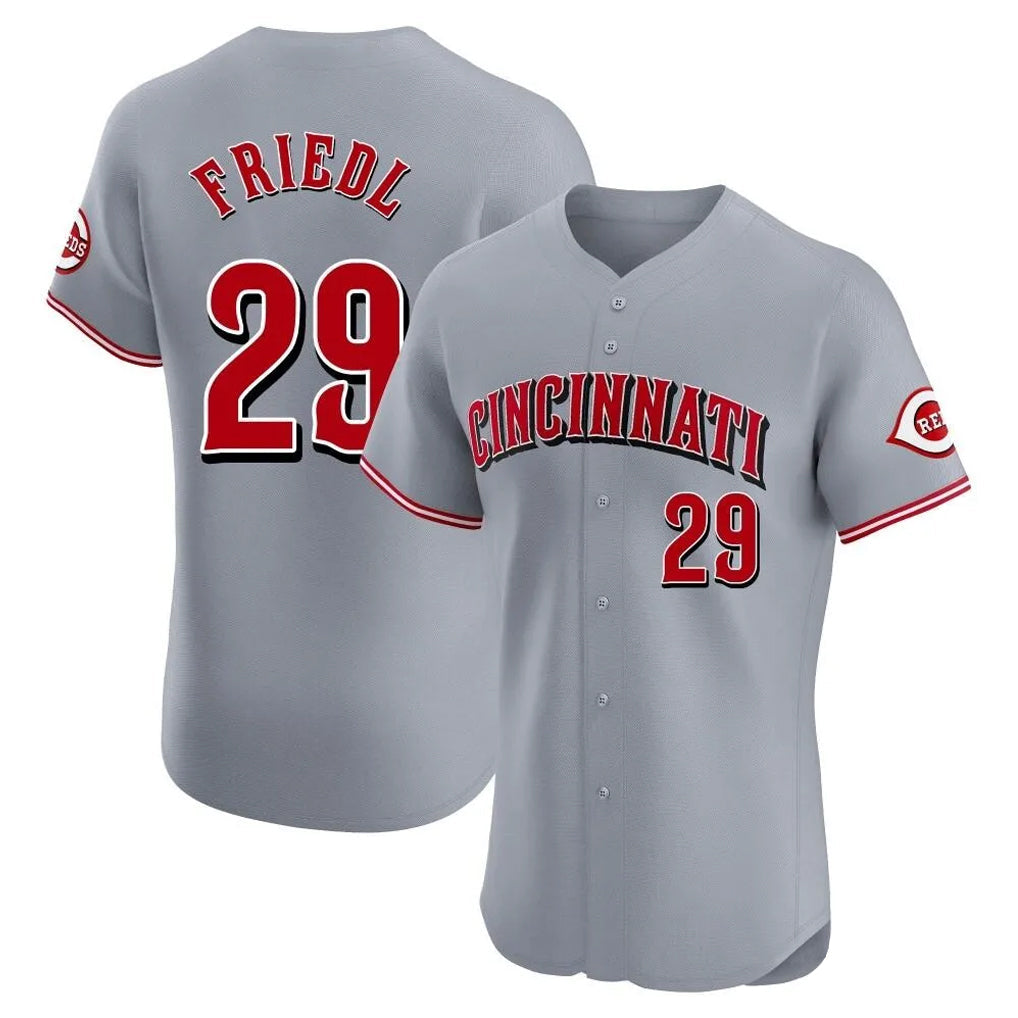 Pouc C.Reds #29 TJ Friedl Player Gray Limited Elite Home Stitched Jerseys