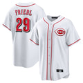 Pouc C.Reds #29 TJ Friedl Player White Game Home Stitched Jerseys
