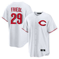 Pouc C.Reds #29 TJ Friedl Player White Home Game Stitched Jerseys