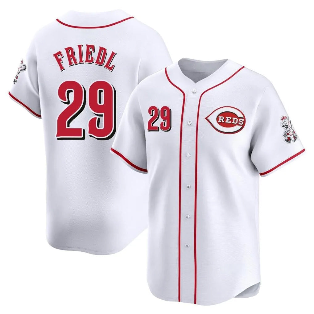 Pouc C.Reds #29 TJ Friedl Player White Home Limited Stitched Jerseys